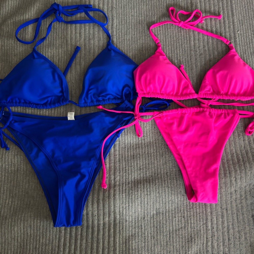 Cupshe Blue and Pink Bikini Set